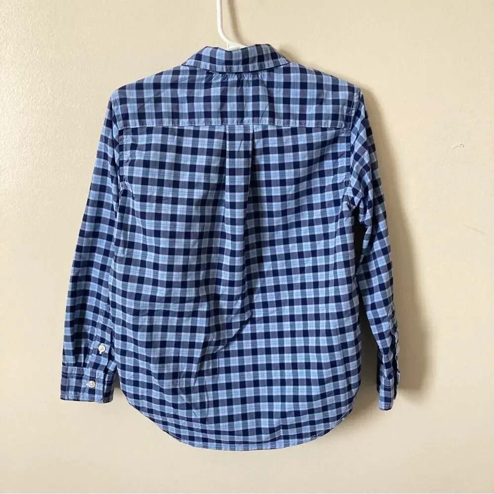Ralph Lauren Boys Size 5 Plaid Button Down Shirt Blue Lightweight Preppy Classic